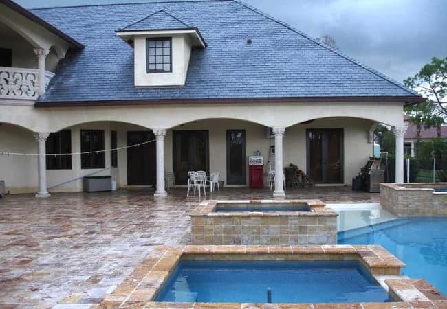 Courtyard pool with arched openings