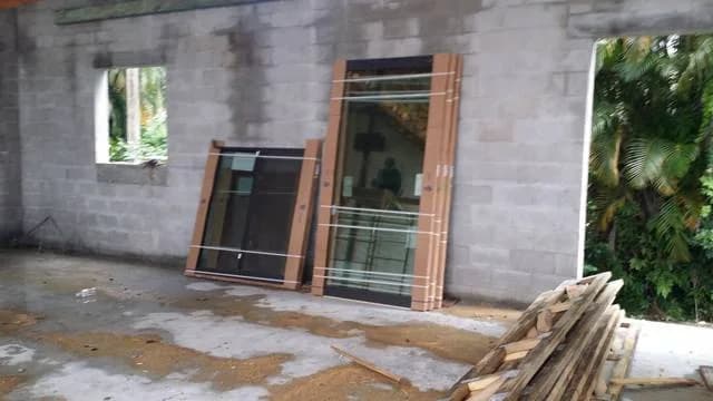 Impact window units staged at a new build