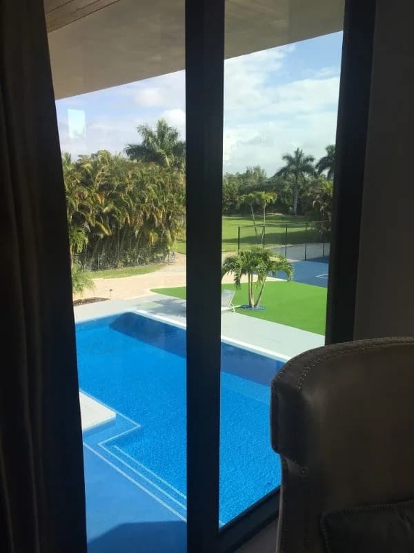 Pool seen through impact glass
